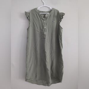 Girls Vineyard Vines Green Sleeveless Dress with Ruffle Sleeves Size 12 Viscoe